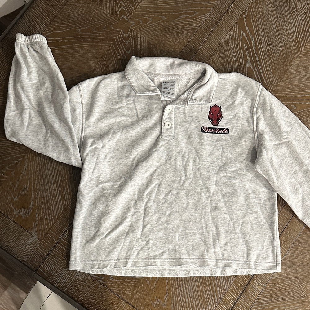 Hanes Light Gray  Polo Shirt with Logo